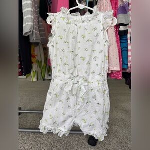 Janie and Jack size 5 White romper with Floral Accents.